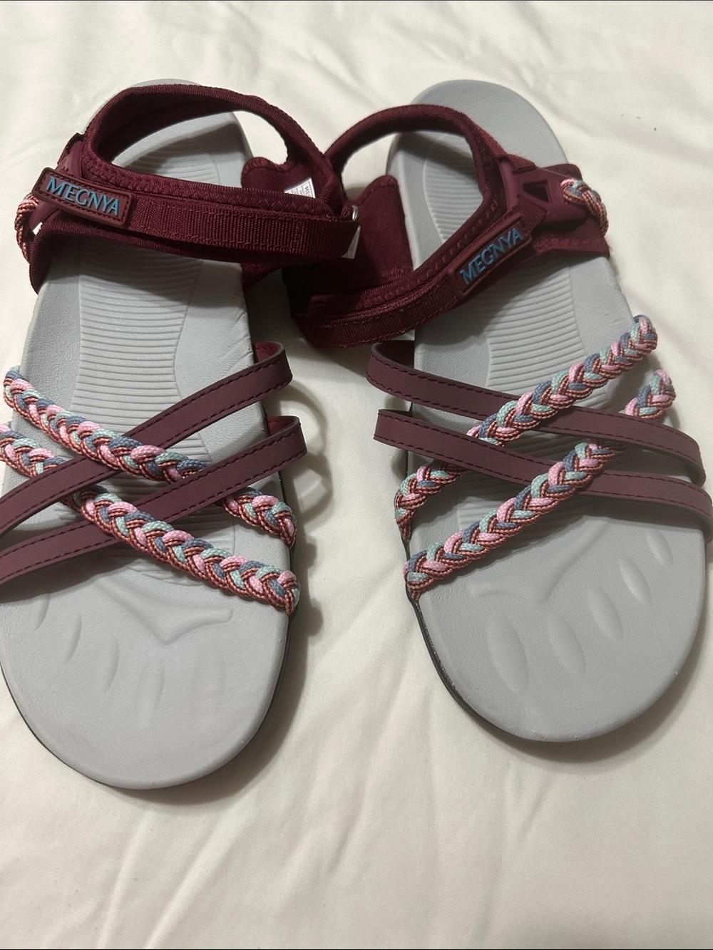 MEGNYA Burgundy Outdoor Sport Sandals with Aqua Logo Accent - Picture 6 of 6